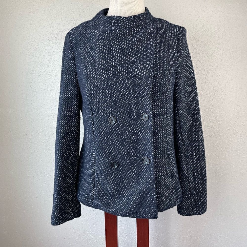 Loft Dark Navy Blue Pea Coat Size Petite Large EUC